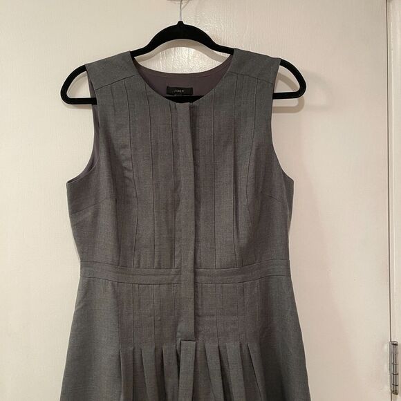J.Crew Sleeveless Button up Pleated Wool Sheath Dress Gray 8 - Picture 4 of 12